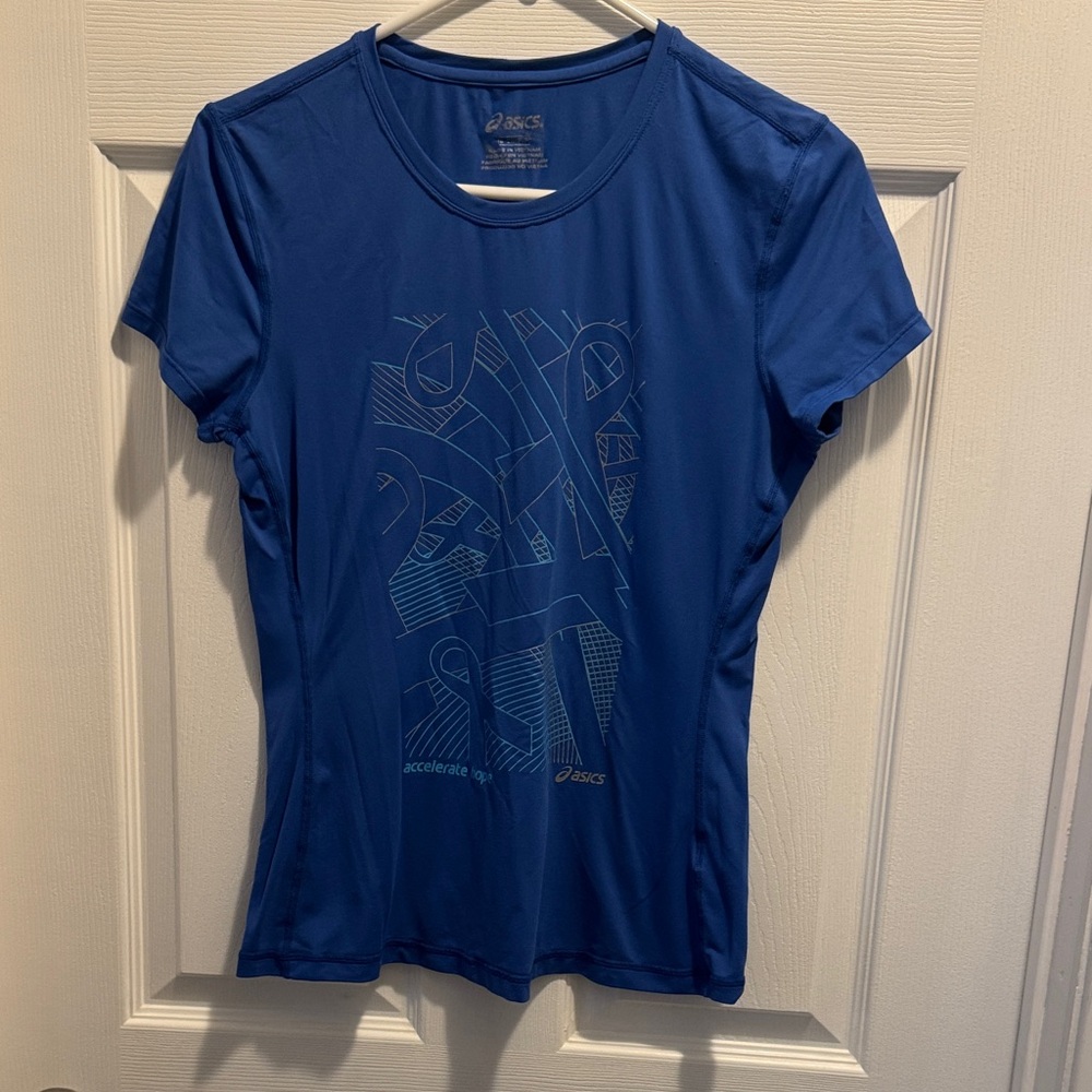 ASICS Women's Short Sleeve Blue Athletic Top